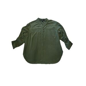 JOSEPHINE CHAUS 100% SILK GREEN LONG SLEEVE  Button BLOUSE TOP 18
